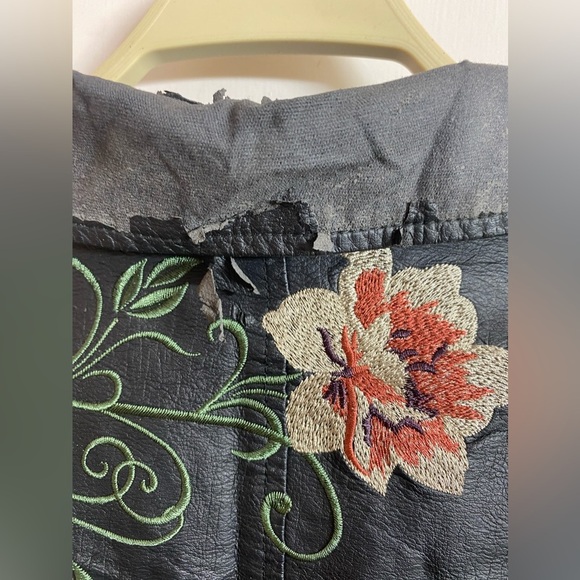 AMERICAN RAG faux leather black crop embroidered artsy jacket s lined Xl - Picture 15 of 15